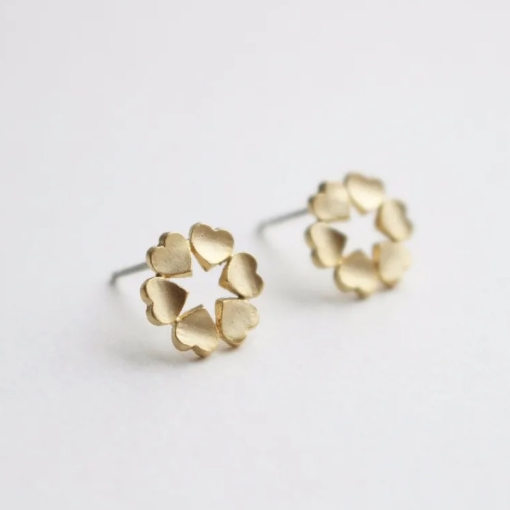 Gold Filled Heart Earrings - Picture 2 of 2
